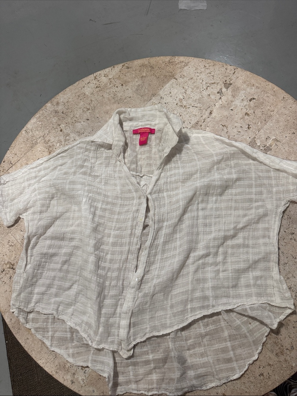 Catherine Malandrino White Lightweight Gauze Button-Front Blouse